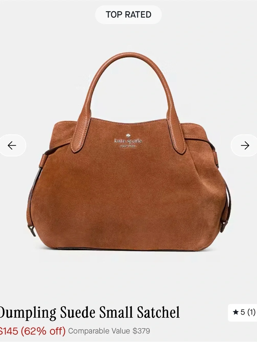 Kate Spade Suede in Color: Gingerbread, Small Dumpling New